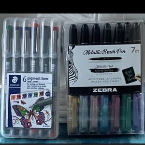 Staedtler 6ct. Pigment 0.5 Liners & Zebra 7ct. Metallic BRUSH Pens!
